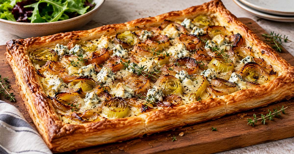 Caramelized Shallot, Leek & Blue Cheese Tart