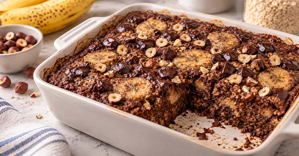 Dark Chocolate Hazelnut Baked Oats
