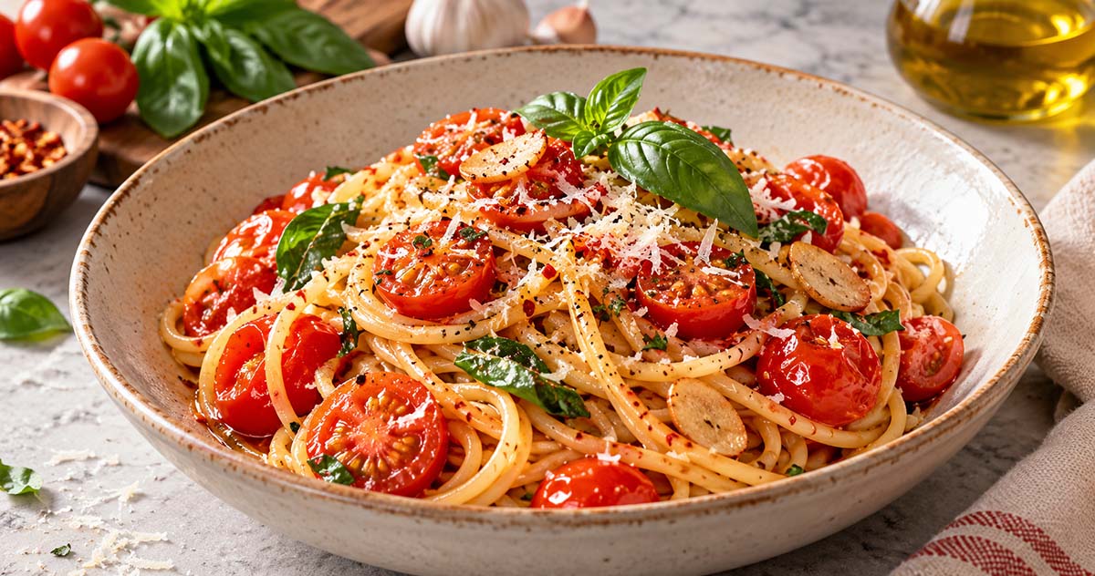 15-Minute Garlic Tomato Pasta