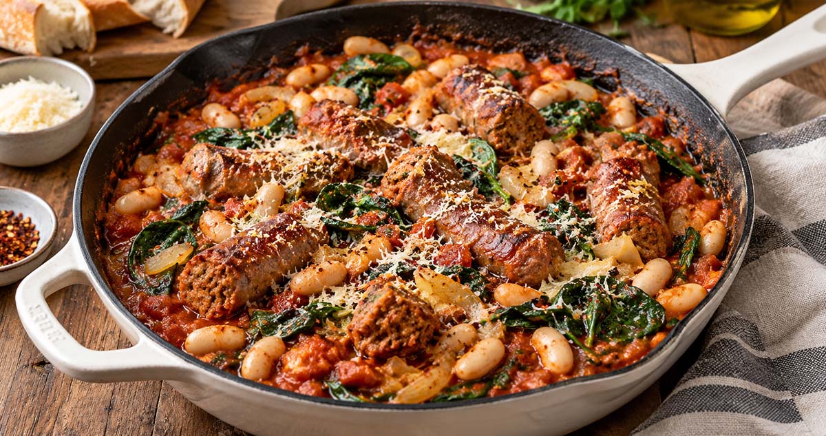 One-Pan Sausage & White Bean Bake