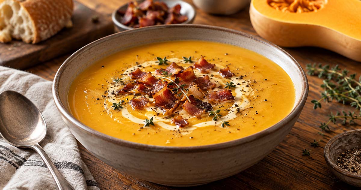 Roasted Butternut Squash & Bacon Soup